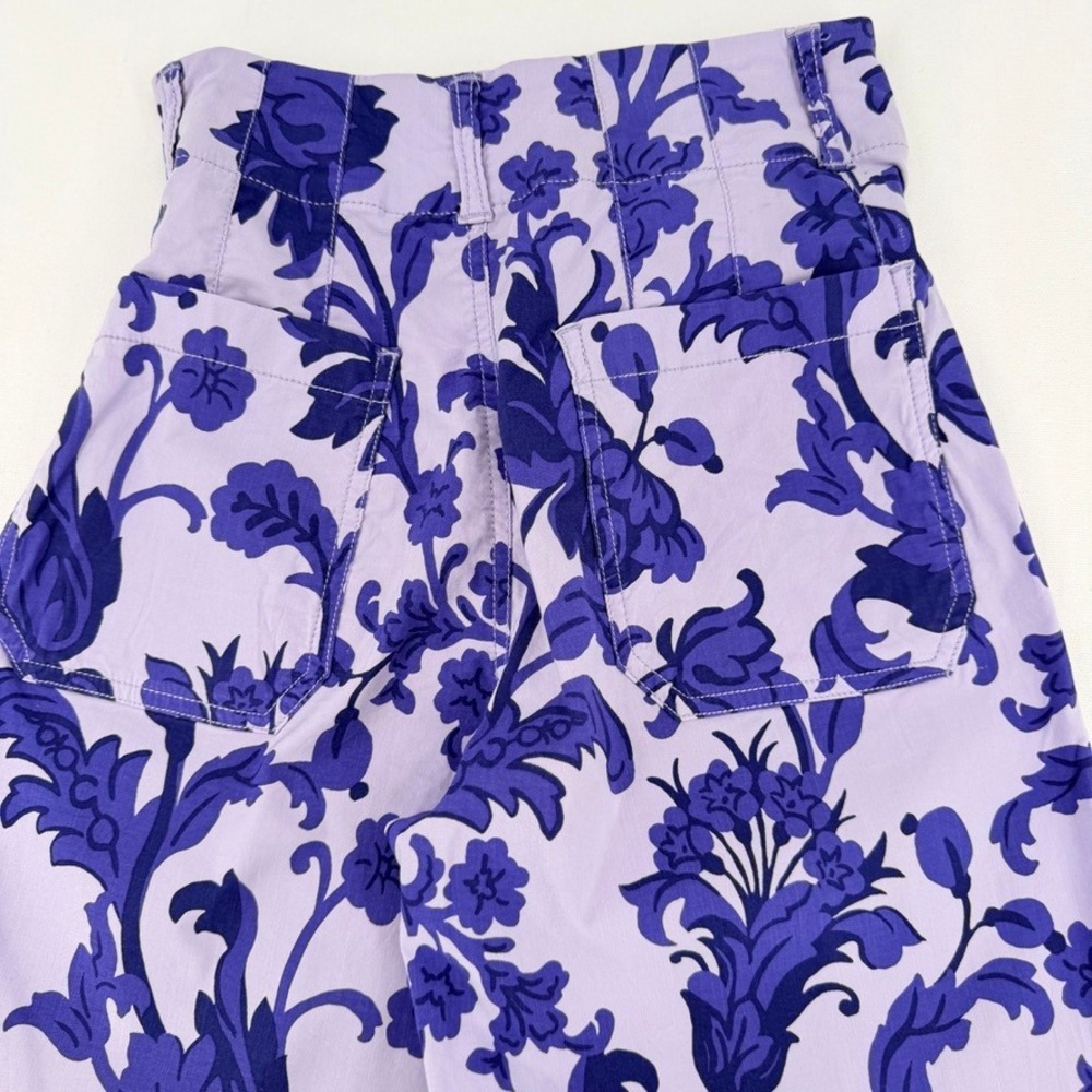 Maeve Anthropologie The Colette Floral Damask Wide Leg Pants 25 Purple Excellent - Picture 8 of 10